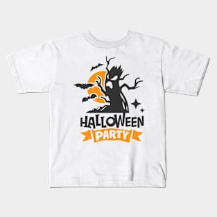 Halloween Party Spooky Tree Bats Kids T-Shirt
